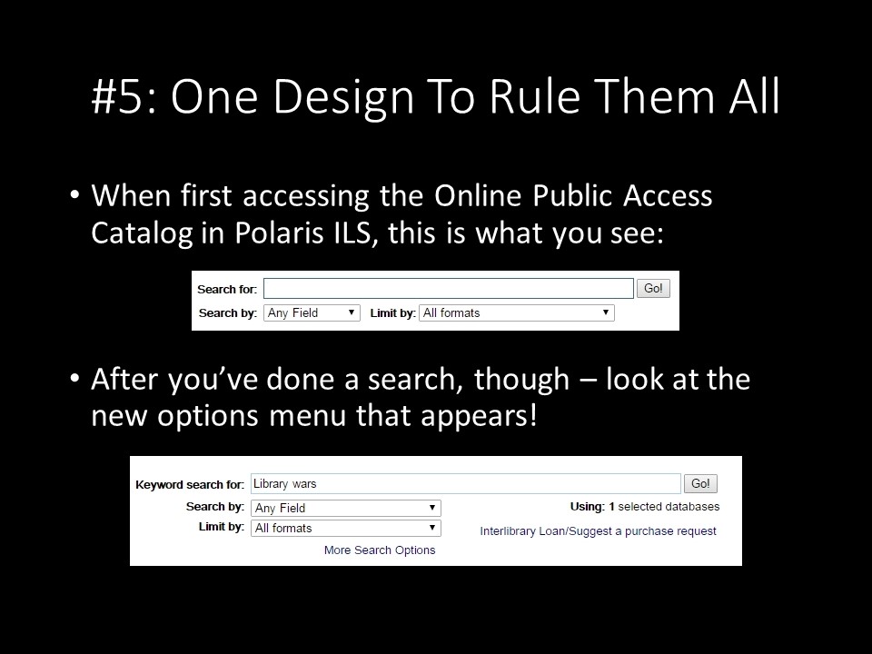 Polaris ILS's New Options Appearing After a Search