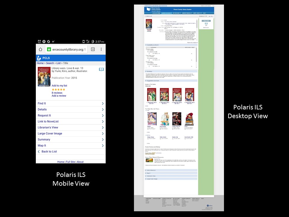 Polaris ILS - Mobile versus Desktop information